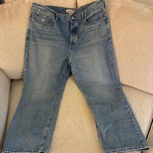 MADEWELL Low Slung Straight Slouchy Jeans Button Fly Cross Tab Light Wash 33